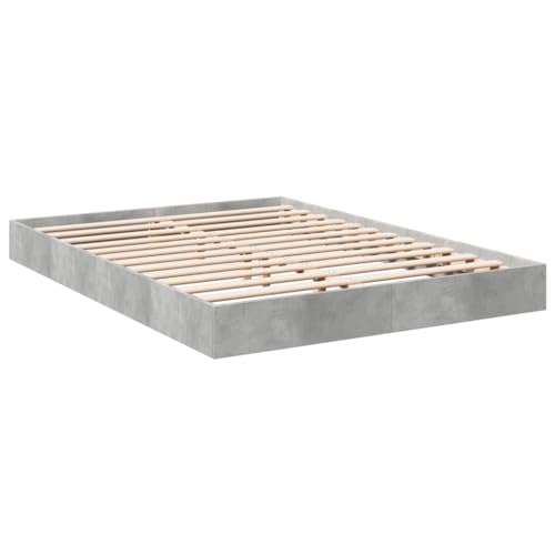 vidaXL Cadre de lit Gris béton 140x200 cm Bois d'ingénierie, Meuble de Chambre à Coucher, sommier, lit de Palette, lit, lit Double, lit à Panneaux