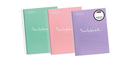 Miquelrius - Pack 3 Cuadernos A4 Dots, Espiral Microperforado, Cubierta de Cartón Duro, Tamaño 210 x 297 mm, 4 Taladros, 80 Hojas de 90 g, Rayado de Puntitos