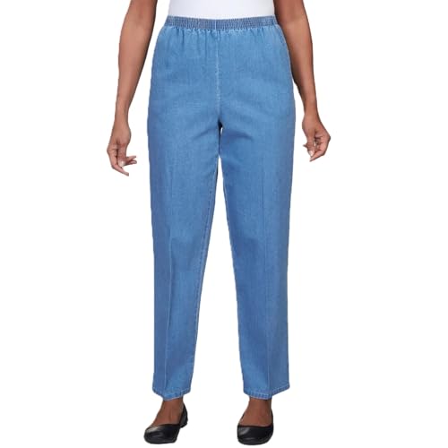 Alfred Dunner Womens Elastic Waist Denim Short Length Pant