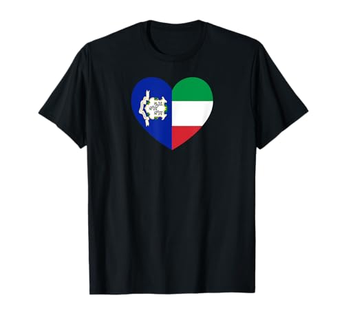Connecticut and Italy Flags: Heart Shaped Unity Camiseta
