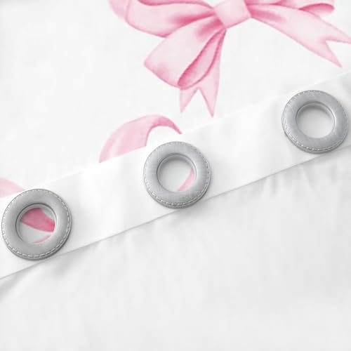 feelingyou Pink Bowknot Curtains for Windows,Princess Style Watercolor Bow-tie Curtains for Living Room,Fairy Tale Bow Ribbon Stripes Kawaii Blackout Drapes 2 Panel Sets,46x54L - Image 5