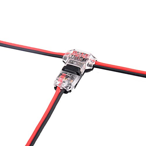 Brightfour Conectores - Pack de 12 baja tensión T tap conectores T tipo Pin 2 sin soldadura con ninguna extracción de alambre para los cables conexión 20/22 AWG Cable 0,2-0,5mm²