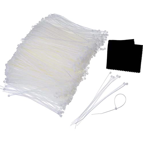 1000 Pack,4 Inch Outus Nylon Cable Mini Zip Ties Clear White Small Cable Ties Self-Locking #TOP1