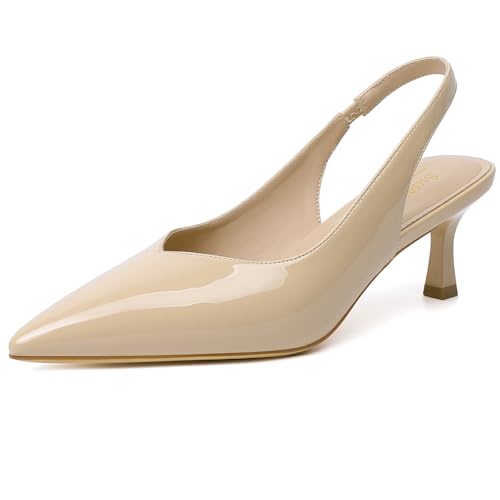 Image of Susanny Kitten Heels for Women Closed Pointed Toe Slingback Shoes