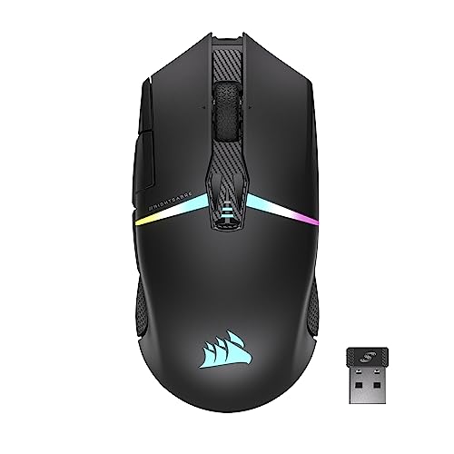 CORSAIR NIGHTSABRE - Ratón inalámbrico RG para juegos (sensor óptico de 26.000 DPI, 11 botones totalmente programables, botones CORSAIR QUICKSTRIKE ultrarrápidos, inalámbrico Slipstream