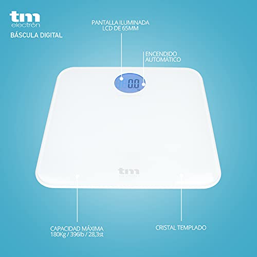 Tm Electron TMPBS030 - Bilancia Da Bagno Digitale, Display Xxl, Colore: Bianco - 2