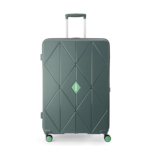 Image of American Tourister Qubiz | Check-in Trolley Bag (80 cm) | 360 8 Wheel Travel Luggage | Hard Case Polypropylene Suitcase | Recessed Combination Lock | Green