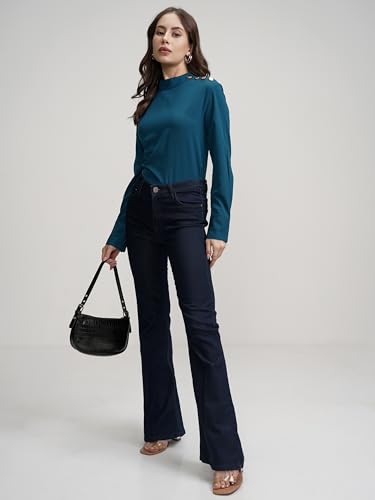 Image of Tokyo Talkies Women's Cuffed Sleeves Regular Top | Full Sleeves | Casual & Stylish | Perfect for Everyday Wear | Tops for Woman | Women Tops | Stylish Top