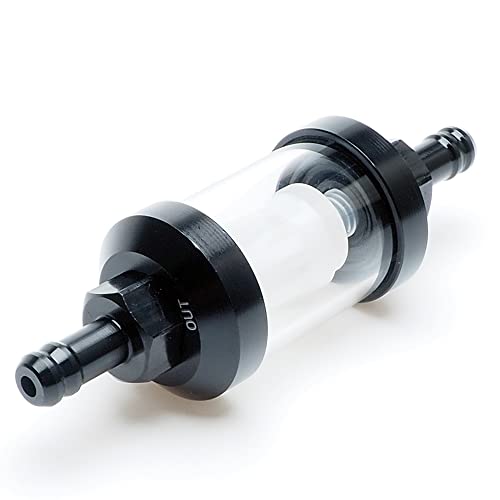 1/4 Inline Fuel Filter - Ape Racing Universal Billet Aluminum Metal Glass Fuel Filter For Motorcycle Atv Dirt Bike Classic Bikes And Small Engines, Corrosion Resistance, Washable And High Flow (Black) #TOP3