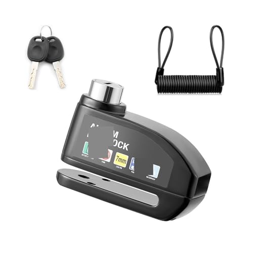 Bloqueo De Disco Motocicleta Ruidoso Freno Rueda Moto Seguridad 120dB Disco Candado(Black)