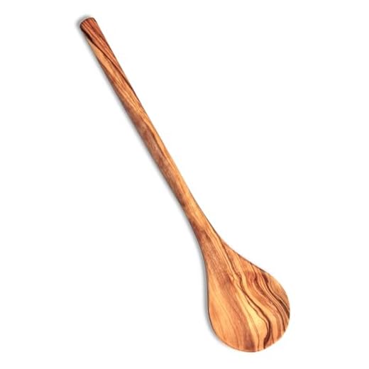 Stilux® Kochlöffel aus Olivenholz | runder Kopf und Stiel 30 cm lang | Holzlöffel Rührlöffel Küchen-Utensil | Praktisch, nachhaltig und hygienisch