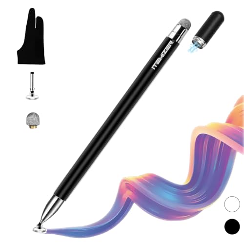 Temizer Penna Touch Universale per Tablet e Smartphone | Stylus a Doppia Punta + Guanto Antitocco Incluso | Compatibile con iPad, iPhone, Android, Surface, Kindle