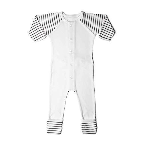 Baby Footie Pajamas, Organic & Adjustable (6-9 Months, Stripes Gray)