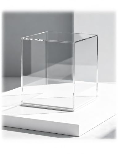 Boîte acrylique transparente cube carré plastique plexi avec couvercle 20x20x35