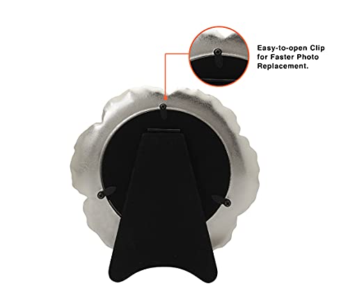 Gifty Gifty Circular Silver Floral Photo Frame / 4X4 In | For Tabletop Display | Perfect For Home Decor, Wedding, Graduation, Or Milestone Photos #TOP4