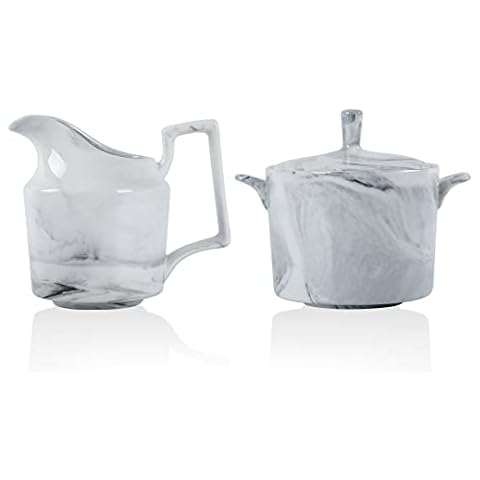 CHILDIKE Marbled Sugar Bowl and Creamer Bowl set (Grey Marbled) Cover