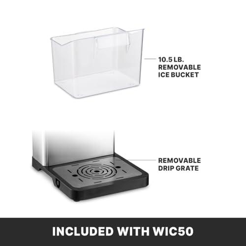 Image of Waring Commercial Ice Crusher Machine, 600 lb /hr Heavy-Duty Ice Crusher for Bars, Restaurants, Cocktails & Seafood Displays, Stainless Steel, WIC50
