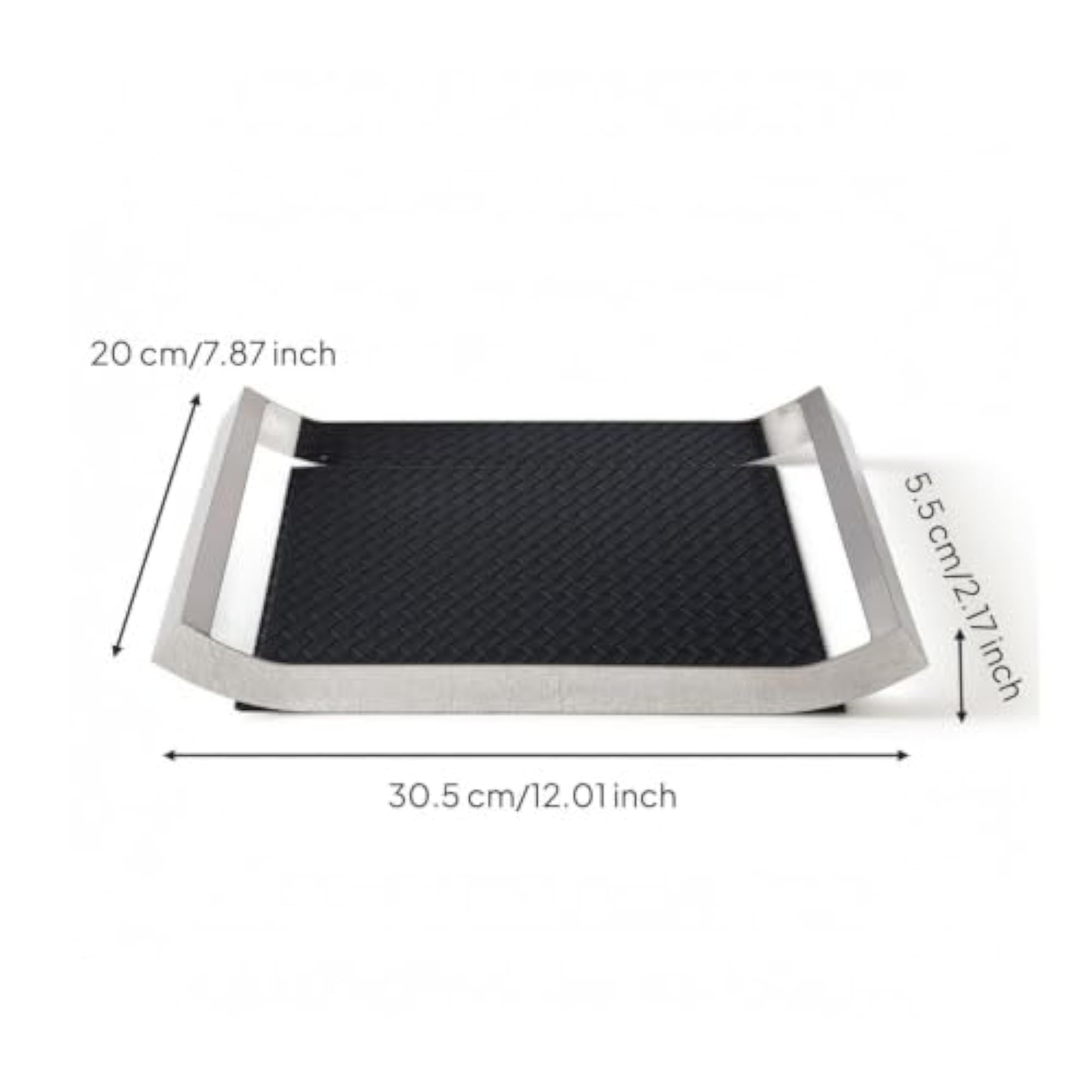 Woven Texture Rectangular Stainless Steel Decorative Tray