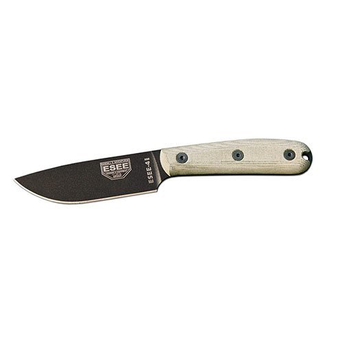 ESEE Knives ESEE-4HM-B, Esee-4, Plain Edge, Modified Micarta Handles, Brown Leather Sheath