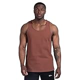 SMILODOX Herren Tank Top Brandon Muscle Shirt 100% Baumwolle - Regular fit Funktion ärmelloses Oberteil mit Rundhals für Workout Gym Fitness, Size:M,Color:Braun