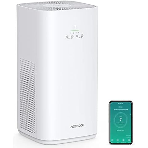 ACEKOOL Wlan Luftreiniger Raucherzimmer mit H13 Hepa Filter, CADR 500m³/h bis zu 150㎡ Wohnung, Luftfilter mit Alexa & App Steuerung gegen 99,97% Allergie Gerüche Pollen Staub Schimmel Cover