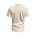 Men's Casual Button Down Shirts Short Sleeve Summer Ribbed Knit T-Shirts Fashion Camp Beach Tops with Pockets Khaki