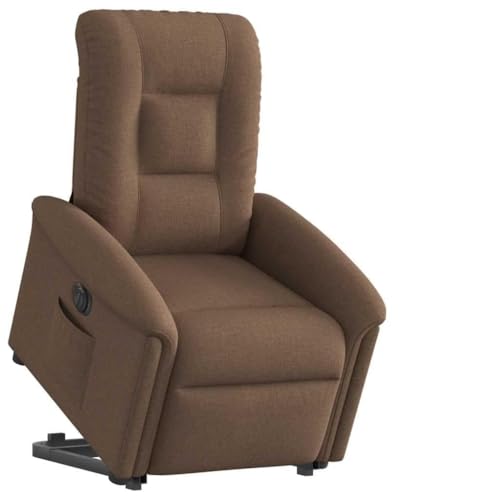 Qnhdfrt Silla de relax eléctrica, marrón, de tela, con asistencia de pie, 77 x 91,5 x 96 cm, función reclinada, 135°, cómoda y robusta, para salón, dormitorio, balcón
