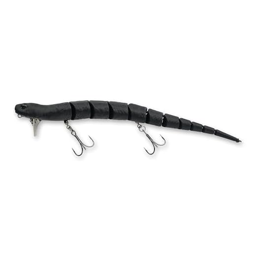 Savage Gear 3D Wake Snake Fishing Bait, 1 oz, Black Snake, Realistic Contours, Colors & Movement, Durable Construction, Versatile Rigging Options, Dual Treble Hook Configuration
