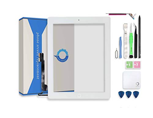 Fixcracked for Touch Screen Replacement Parts Digitizer Glass Assembly Ipad 4 + WiFi Antenna Cable and Professional Tool Kit (White)