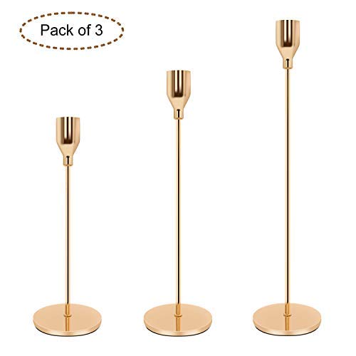 image for Urban Deco Taper Candle Holders Gold Table Decorative Candlestick Hold