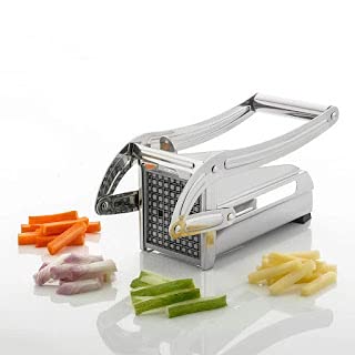 Stainless Steel Home French Fries Potato Chips, Salad Chipser Strip Cutting Cutter Machine Maker Slicer Chopper Dicer Snacks Finger (Silver)
