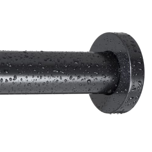 Ivilon Shower Tension Curtain Rod - Adjustable Tension Rod For Shower Curtains, Bathroom, Or Windows, Easy To Install, No Drilling Required, Rustproof, Spring Loaded, Adjustable 24 To 36 Inch Black #TOP1