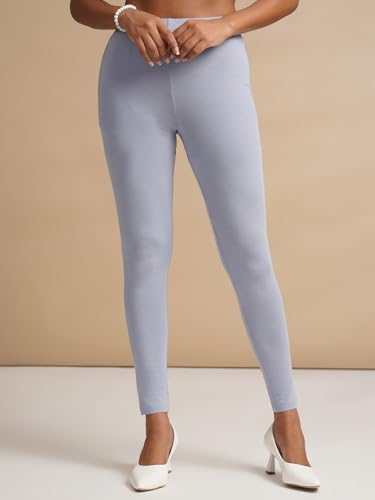 Image of ONE SKY Women Full Length Leggings | Cotton Modal Spandex Blend | High Waist Stretchable & Bio-Washed Fabric | Colour-Lock Technology | Comfortable Leggings for Women