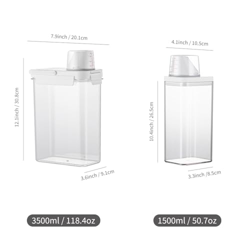 EssQuintorial Laundry Detergent Dispenser-2 Pack,Washing Powder Storage Containe with Measuring Cup, Laundry Storage Containers ,Multi-Purpose Storage Jar for Laundry Room & kitchen (3500ml+1500ml) - Image 7
