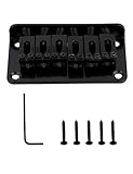Metallor Top Load Guitar Bridge Tailpiece Fixed Hardtail Saddle Bridge Compatible with 6 String Fender Strat Tele Style Electric Guitar Parts Black.