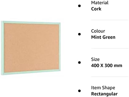 Indigo® 40 X 30 cm Pastel Green Colourful Frame Premium Cork Boards - Noticeboard Bulletin Wooden Frame