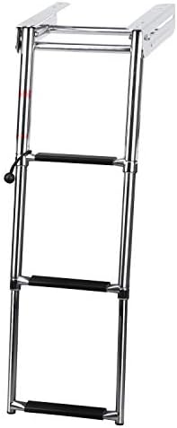 DasMarine 3-Step 316 Stainless Steel Telescoping Ladder, Slide Under Platform Mount Boarding Ladder (3 Step Ladder)