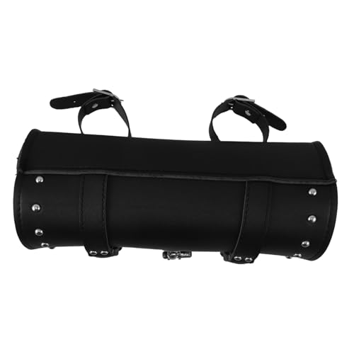 Sacoche de fourche pour moto en similicuir noir pochette de rangement avec serrure