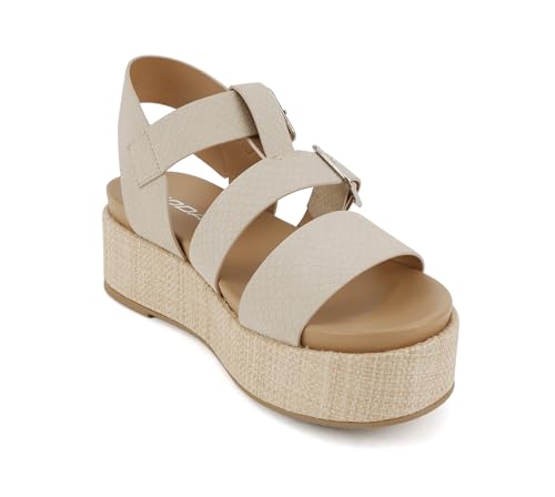 Image of Soda inchSTELLAR inch ~ Women Flatform Multi Strap Double Buckle Open Toe Ankle Strap Platform Wedge Sandals