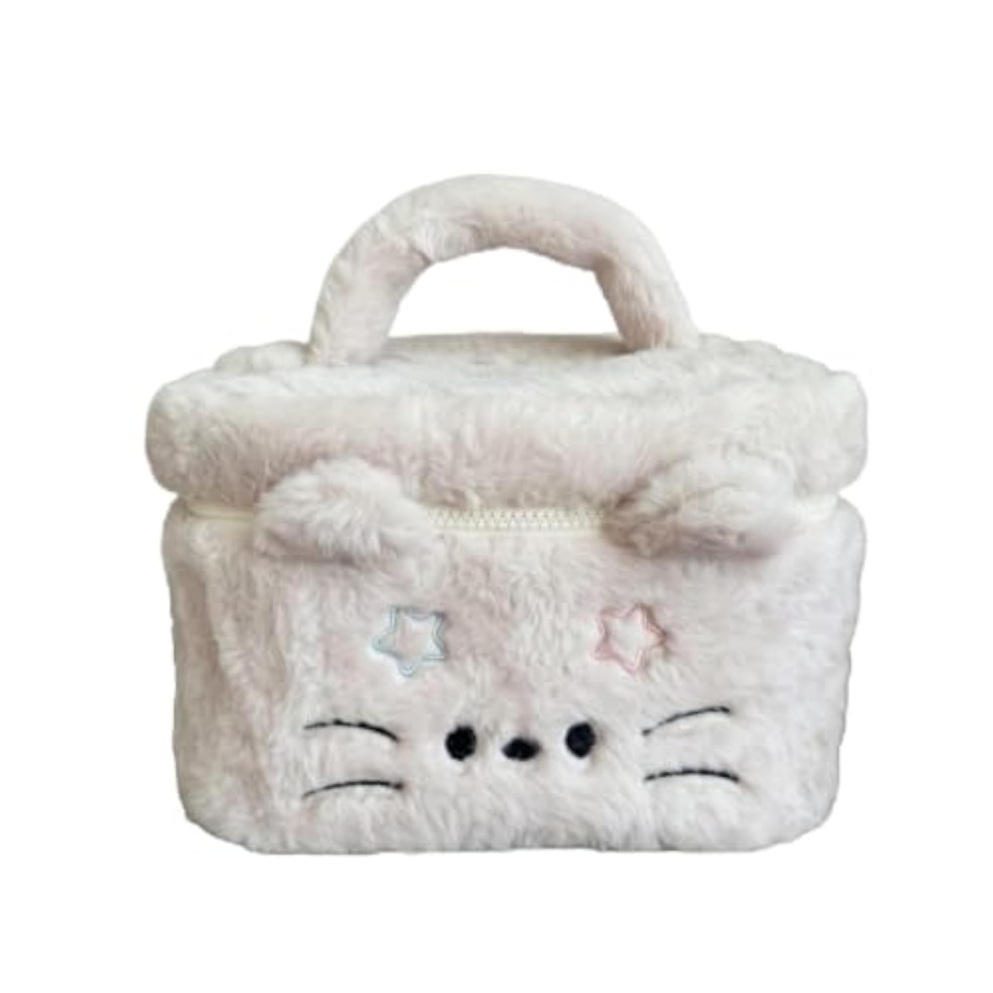 Cat-Themed Makeup Bag, Soft Organizer with Handle