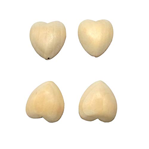 Image of 10pcs Natural 40mm Unfinished Wood Hearts Beads with Holes Eco-Friendly Wooden Handing Materials DIY Beading Craft Accessories (40mm 10pcs)
