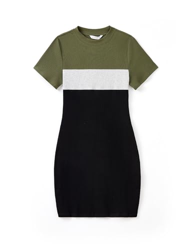 Image of PATPAT Matching Family Outfits Mom and Me Matching Outfits Short Sleeve Round Neck Midi Shirt Dress