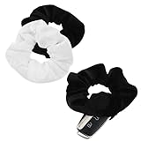 2PCS Black Satin Scrunchies with Zipper Pocket for Women, Scrunchy Ponytail Holder Stash, Hair Ties with Hidden Pocket, Frizz Free, Gentle, Stylish Hair Accessories, Secret Compartment Items