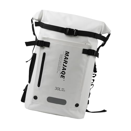 rockible 30L Dive Gear Backpack Waterproof Multiple Pockets PVC Coated Mesh Multifunctional for Camping Beach Lightweight Storage Bag, White