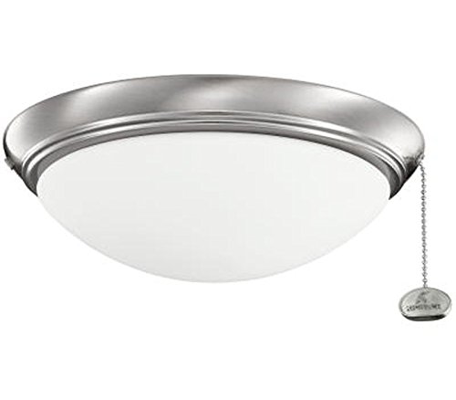 Kichler 380122BSS Low Profile 2-Light Ceiling Fan Light Fixture, Brushed Stainless Steel Finish with Etched Opal Glass, Large