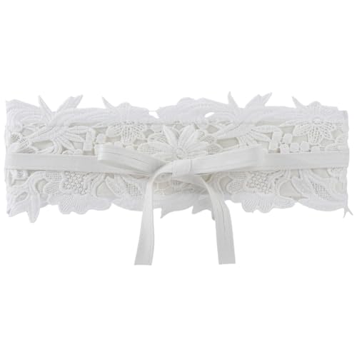 White Cinch Corset Boho Lace Up Waist Belt Vintage Flower Bowknot Wide Faux Leather Bow Tie Wrap Around Obi Trendy Waistband Belts Bulk for Women Dresses Clothes Shirts Costume Accessory