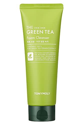 TONYMOLY The Chok Chok Green Tea Foaming Facial Cleanser – Hydrating Korean Face Wash for Women & Men, Gentle Daily Facial Cleanser with Green Tea Extract for Refreshing, Clean Skin