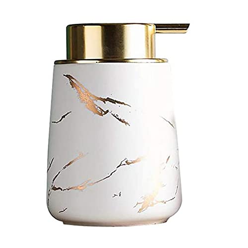 Dispenser di sapone in ceramica marmorizzata bianca da 400 ml, flacone di sapone liquido, pompa di erogazione di lozione per accessori da cucina_voghion.com