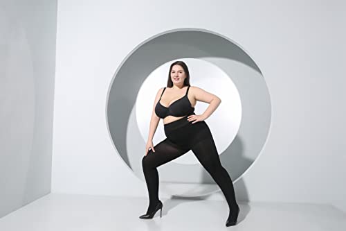MOOCHI 2 Pairs Women's Plus Size Opaque Tights Control Top High Waist Ultra Soft Elastic4