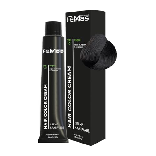 FemMas Tinta per capelli frassino/castano medio 4.1, crema colorante professionale con olio di argan, cheratina e ceramidi, colorazione permanente o tinta per risultati duraturi, da 100 ml
